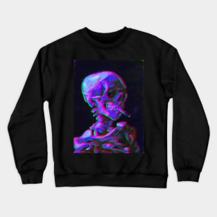 Abstract neon Smoking skeleton skull- Vincent van gogh Crewneck Sweatshirt